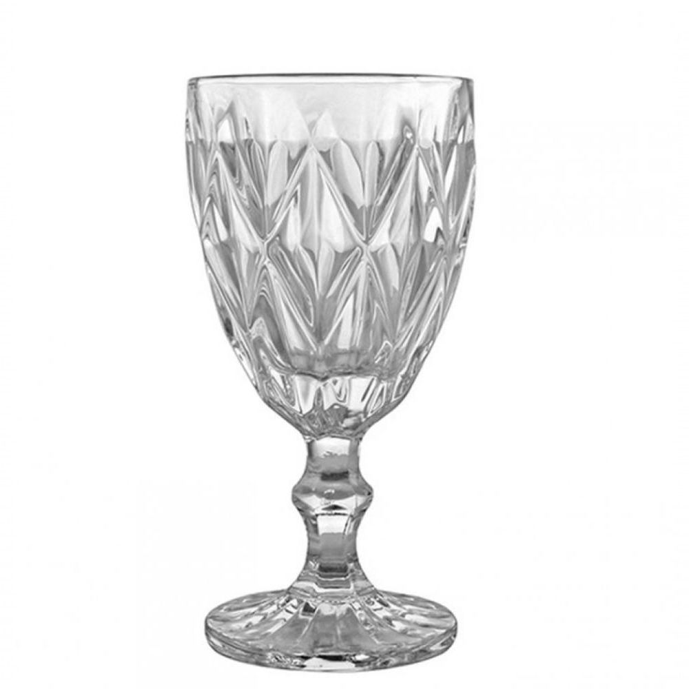 Jogo de Taças Diamond Vitral Clear 12 Peças Design Moderno em Vidro 320ML para Cozinha Transparente Mimo