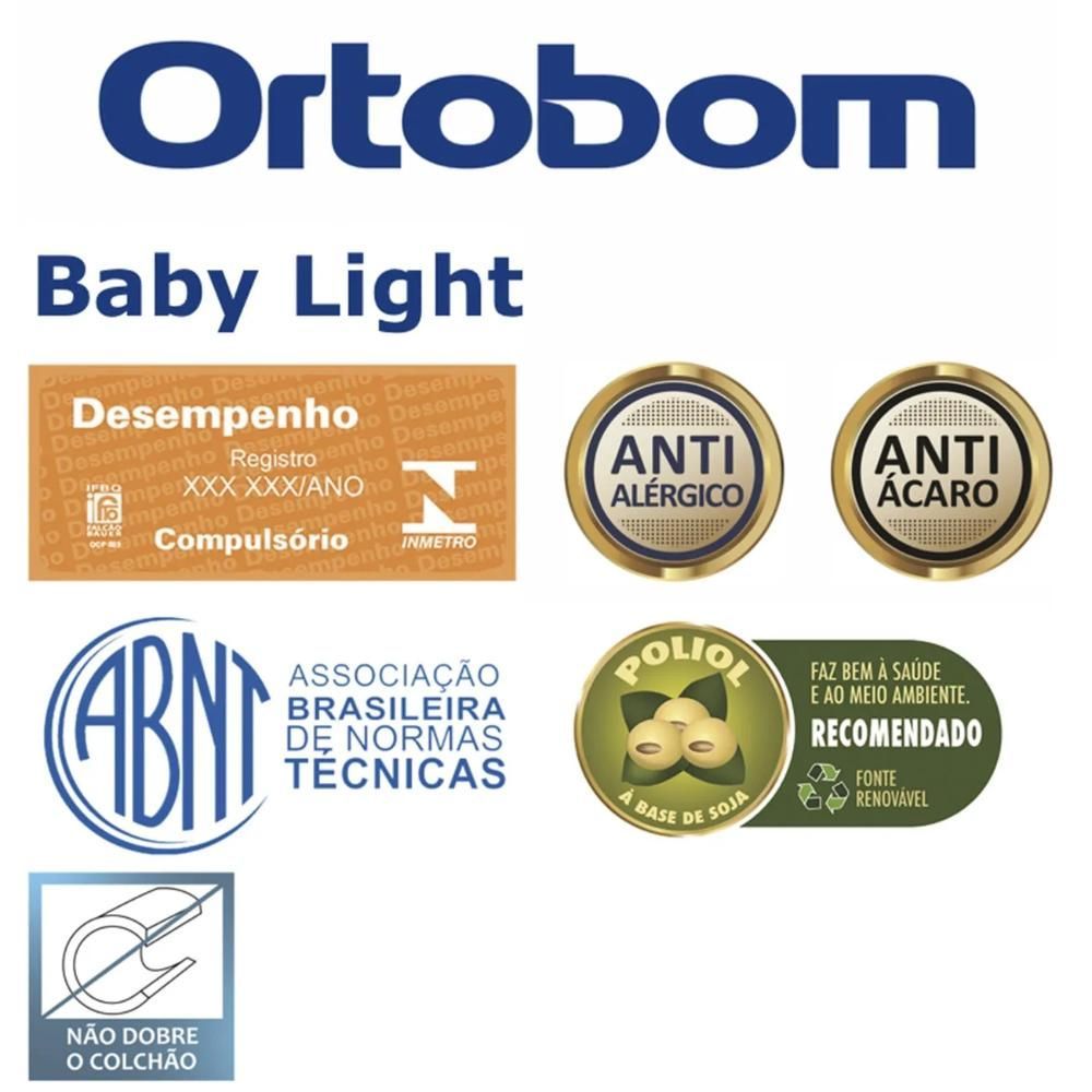 Colchão Berço Americano Baby Light D18 70x130x12cm Revestimento Antialérgico e Antiácaro com Plástico Impermeável Branco