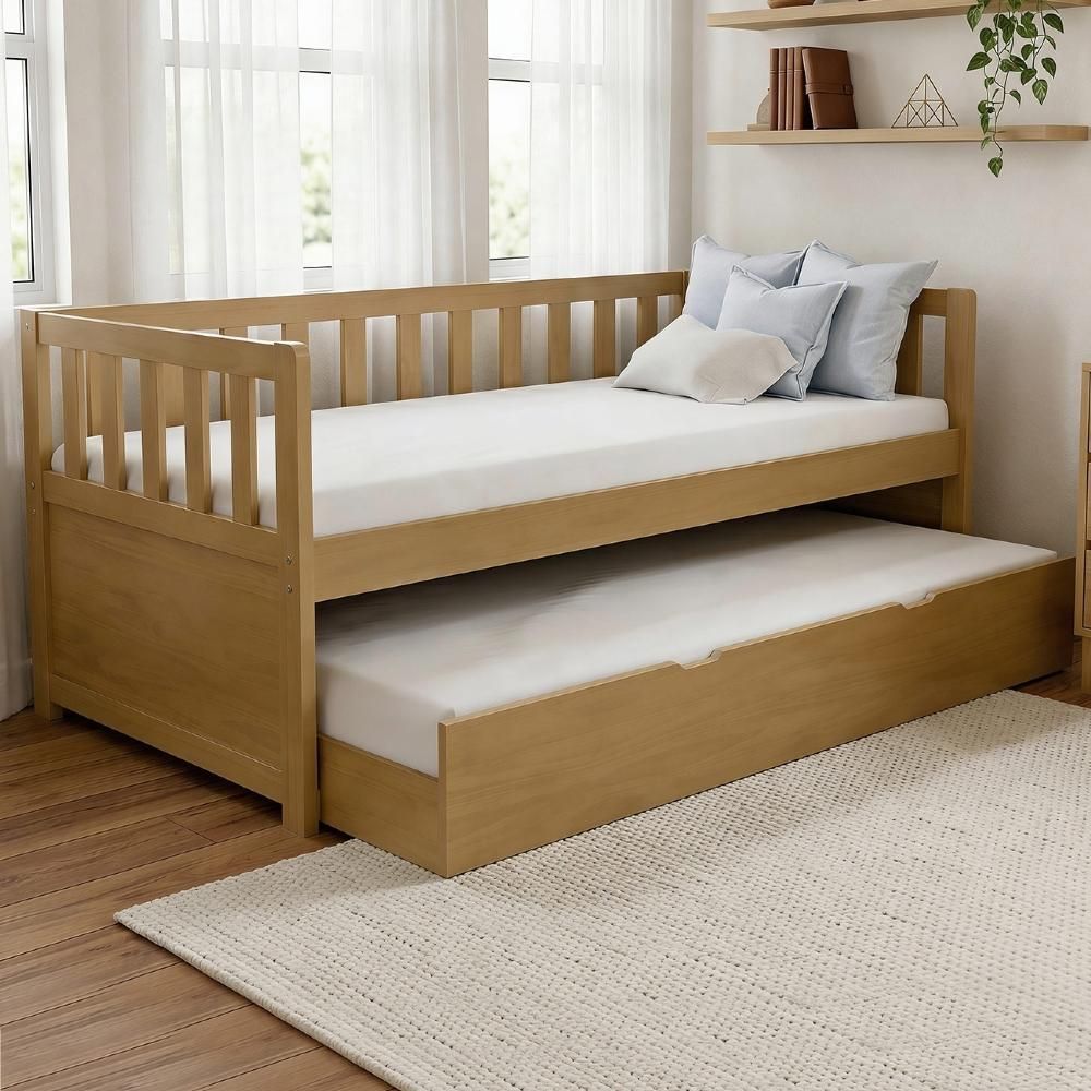 Cama Solteiro com Auxiliar Milo com Cama Inferior Madeira Maciça Imbuia Mpozenato