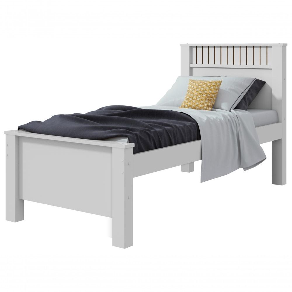 Cama Solteiro Athenas com Cama Auxiliar Estrado MDF Branco Fosco Móveis Lopas