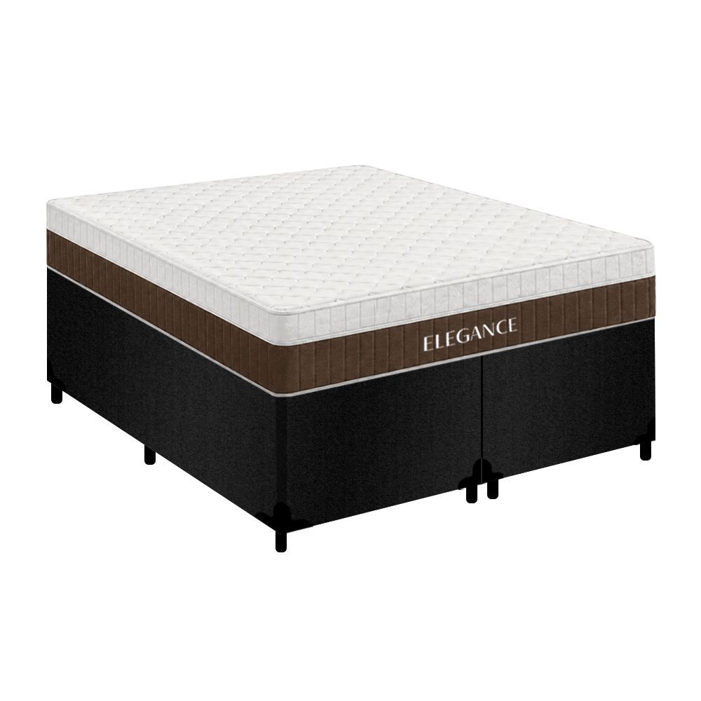 Cama Box com Colchão Queen Elegance Pillow Top Molas Ensacadas Suede Preto Royal