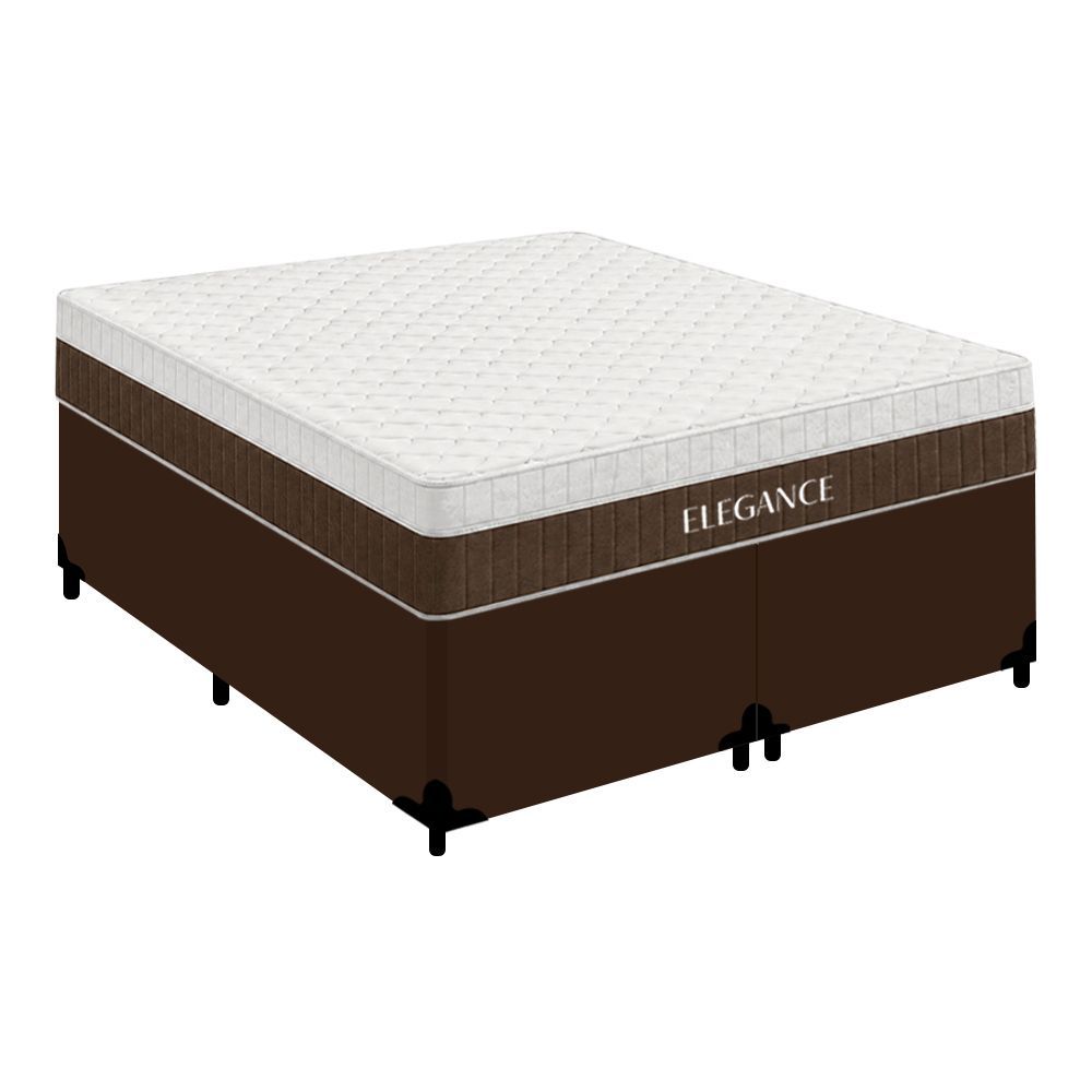 Cama Box com Colchão King Elegance Pillow Top Molas Ensacadas Tecido Sintético Branco Royal