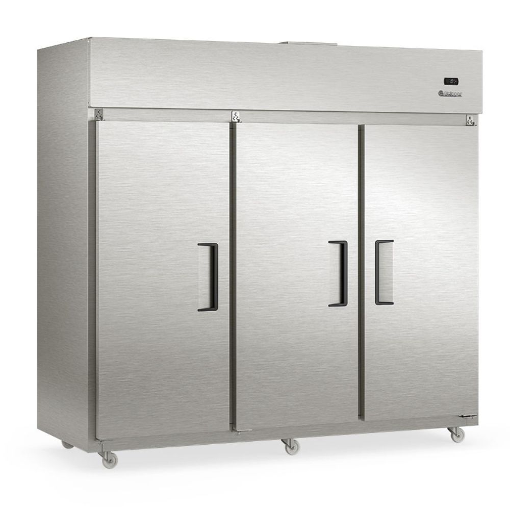 Refrigerador 3 Portas GRCR3P com Refrigeração por Ar Forçado e Prateleiras Reguláveis Inox Gelopar