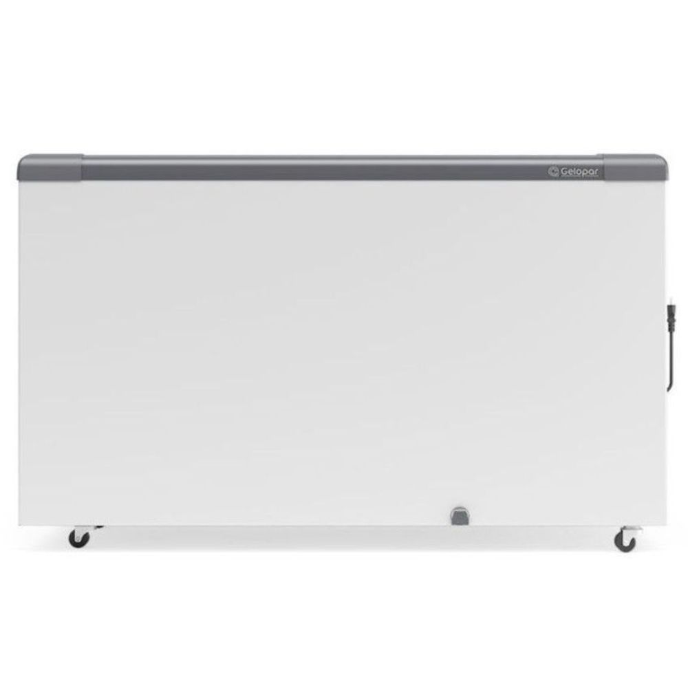 Freezer Plano Vidro Reto Deslizante Gelopar GHD400 Degelo Manual 395L Estático com Serpentina Rodízios Cinza 220V