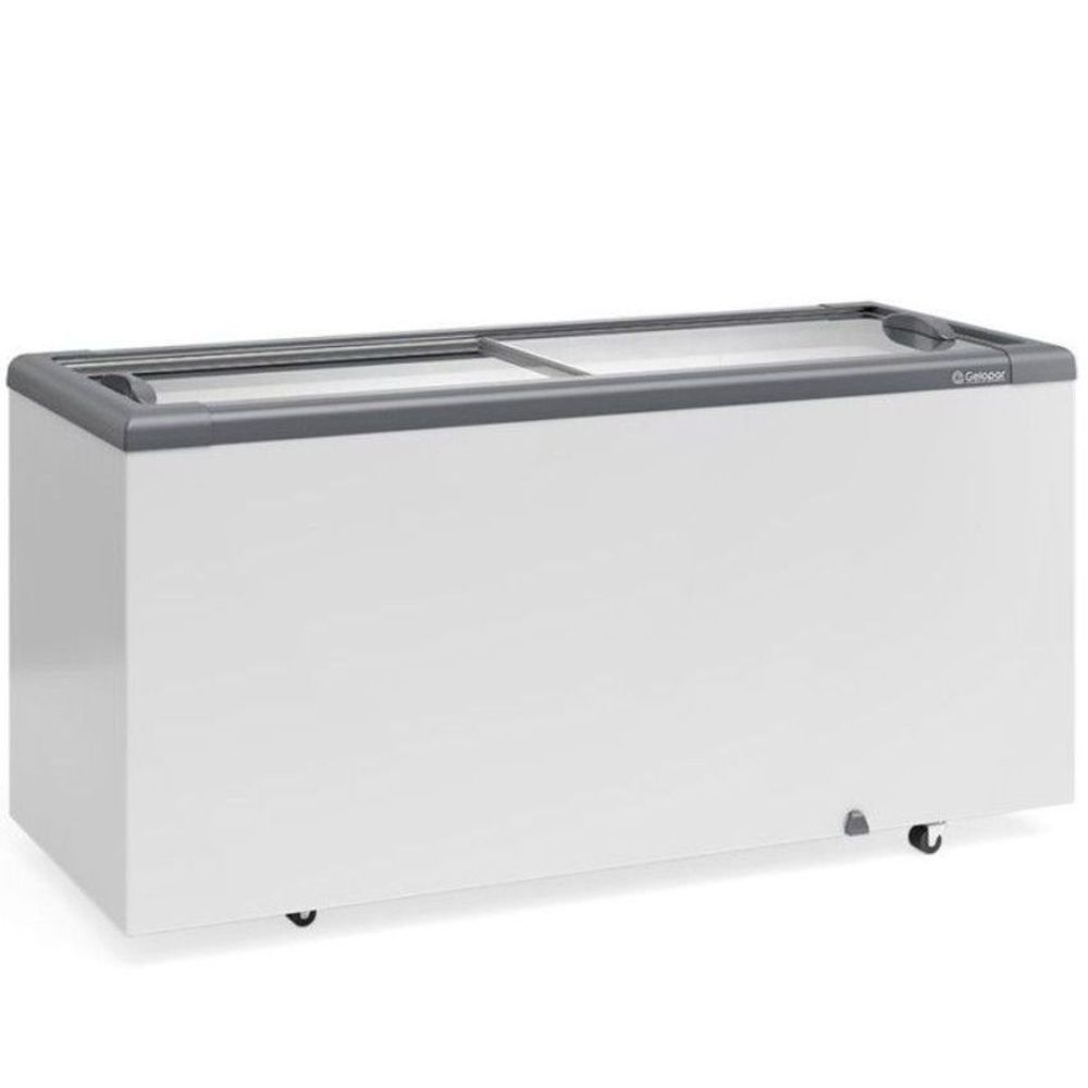 Freezer Plano Horizontal Gelopar GHD500 Degelo Manual 500L com Serpentina Estática e Rodízios Cinza 220V