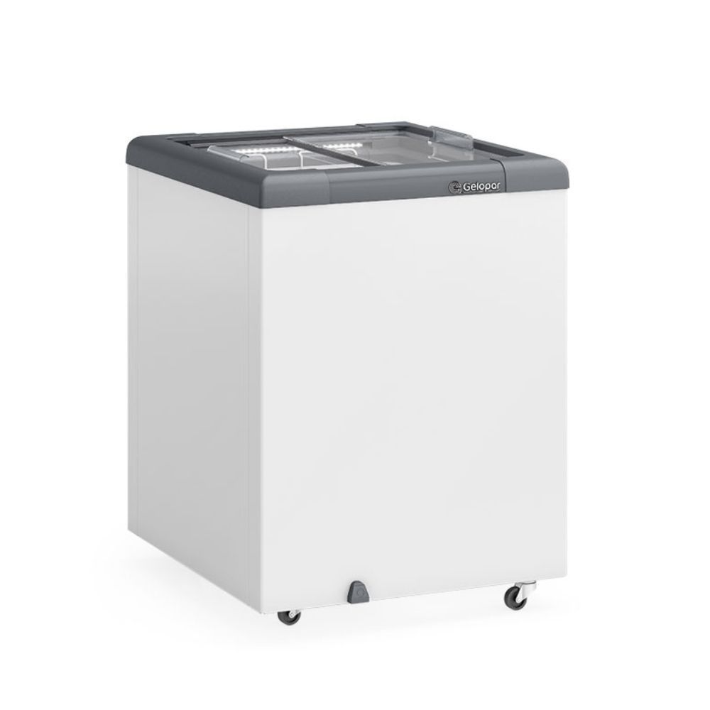 Freezer Horizontal Plano Gelopar Manual 130L Vidro Deslizante com LED GHD130L Cinza 220V