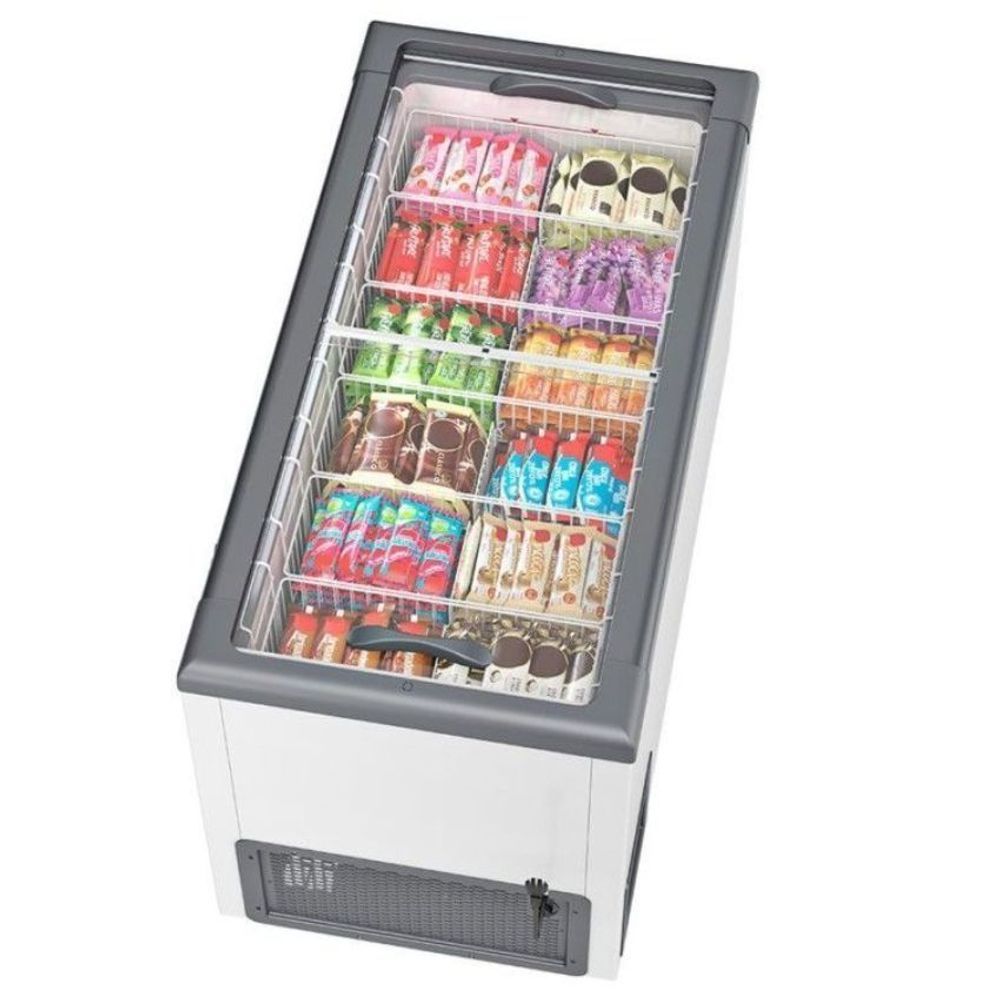 Freezer Plano Horizontal Gelopar Manual 395L Deslizante GHD400 Cinza 110V