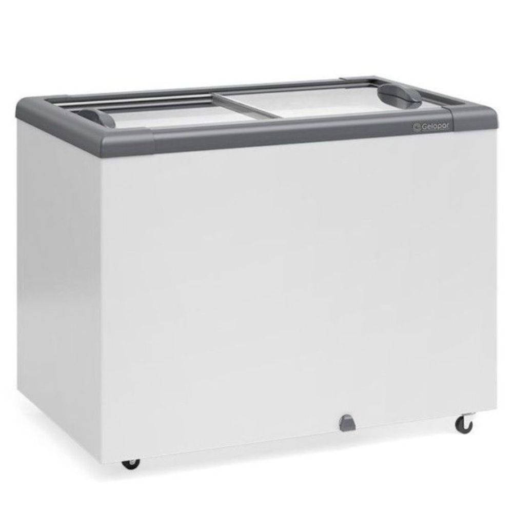 Freezer Plano Horizontal Gelopar Manual 295L Deslizante GHD300L Cinza 110V