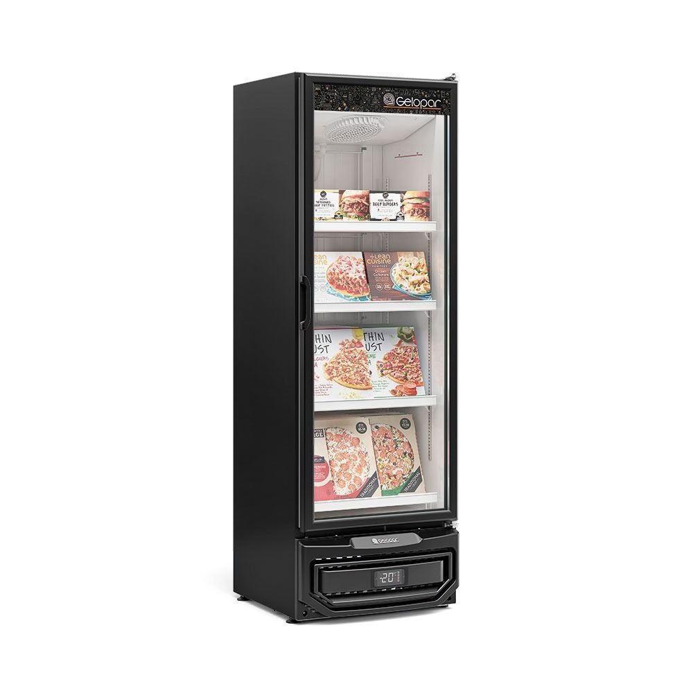 Freezer Expositor Vertical Gelopar GCVC45PR Conservador Conveniencia 1 Porta Preto 220V