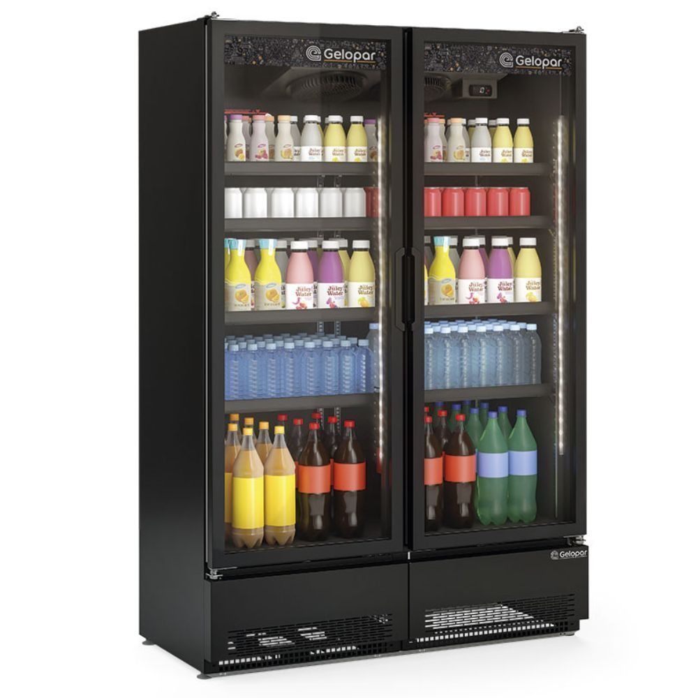 Expositor Refrigerado Vertical Gelopar GCVR950CB 957L 2 Portas Preto 220V