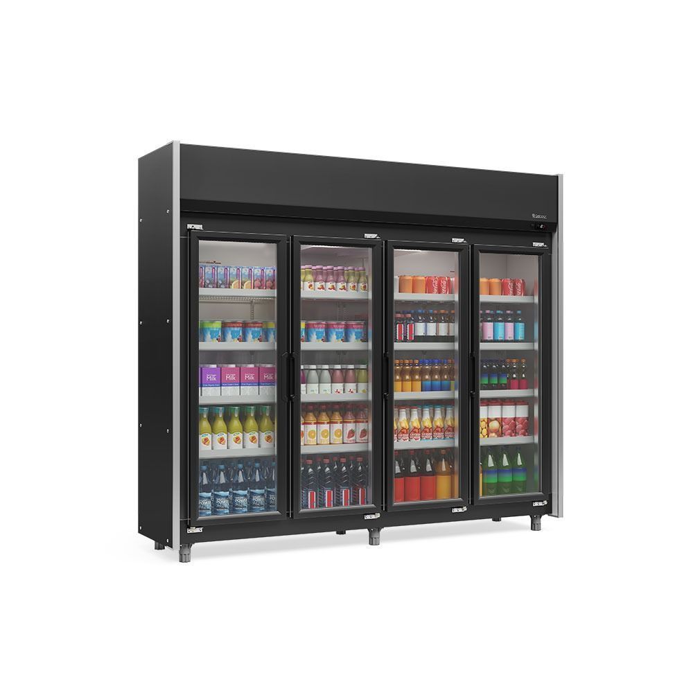 Expositor Refrigerador Vertical Auto Serviço Gelopar GEAS4P 1580L 4 Portas Preto 220V