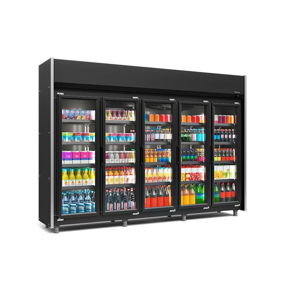 Expositor Refrigerador Vertical Gelopar GEAS5PLB 196L 5 Portas Preto 220V