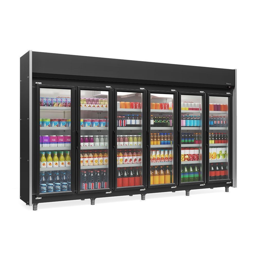 Expositor Refrigerador Vertical Auto Serviço Gelopar GEAS6P 2340L 6 Portas Preto 220V