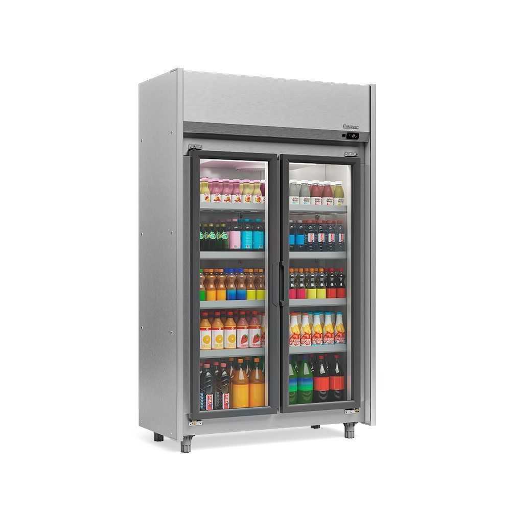 Expositor Refrigerador Vertical Auto Serviço Gelopar GEAS2P 820L 2 Portas Inox 220V