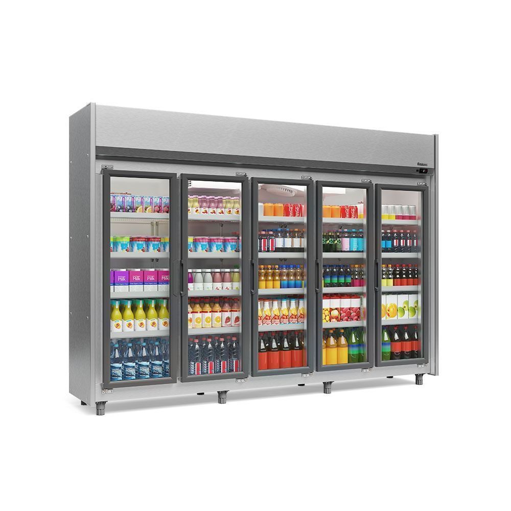 Expositor Refrigerador Vertical Gelopar GEAS5P 1960L 5 Portas Inox 220V
