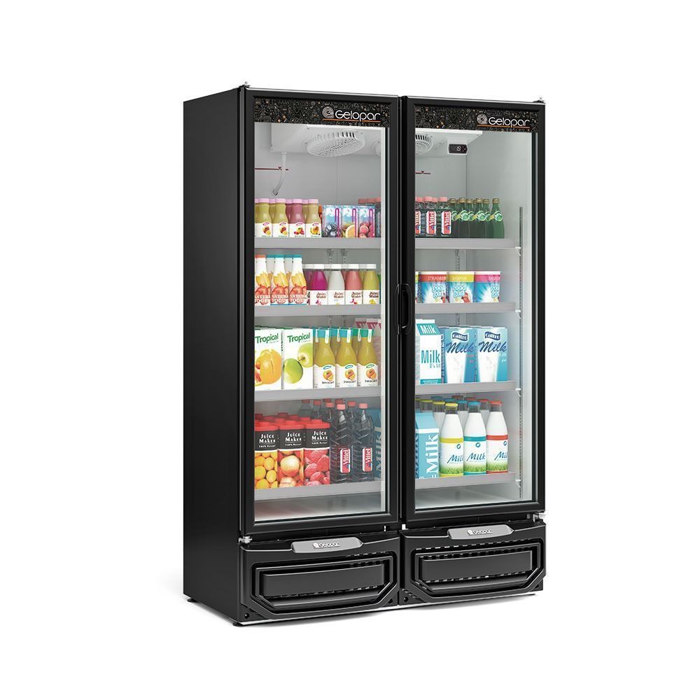 Expositor Refrigerado Vertical Gelopar GCVR950PR 950L 2 Portas Preto 220V