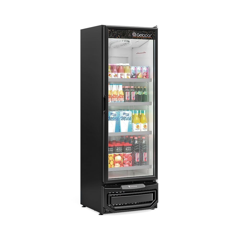Expositor Refrigerado Vertical Conveniencia Gelopar GCVR45 447L 1 Porta Vidro Duplo Preto 220V