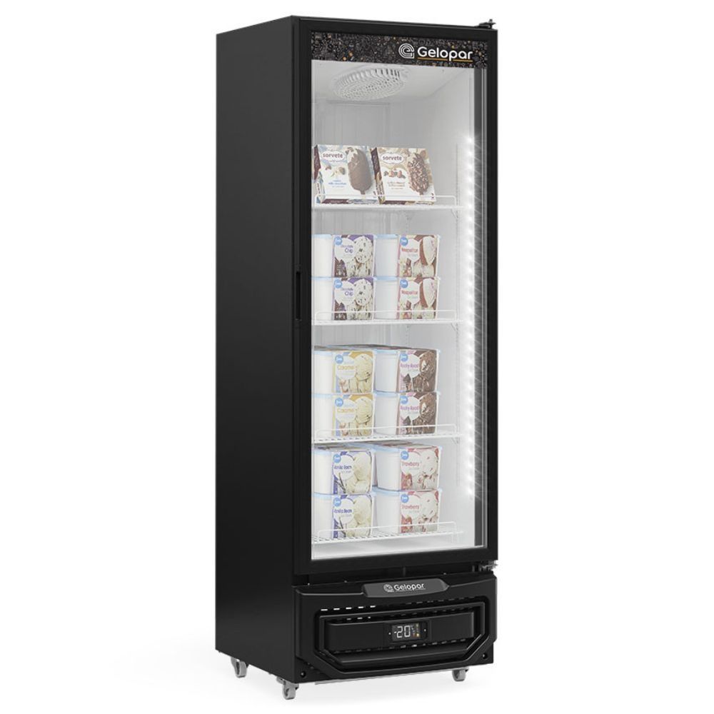 Conservador Vertical Expositor Gelopar GPF45LP 578L 1 Porta Vidro Duplo Preto 220V