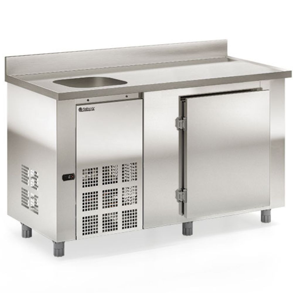 Balcão de Encosto GBFE150CE 1 Porta e 1 Pia 347L Refrigeração por Ar Forçado Inox Gelopar