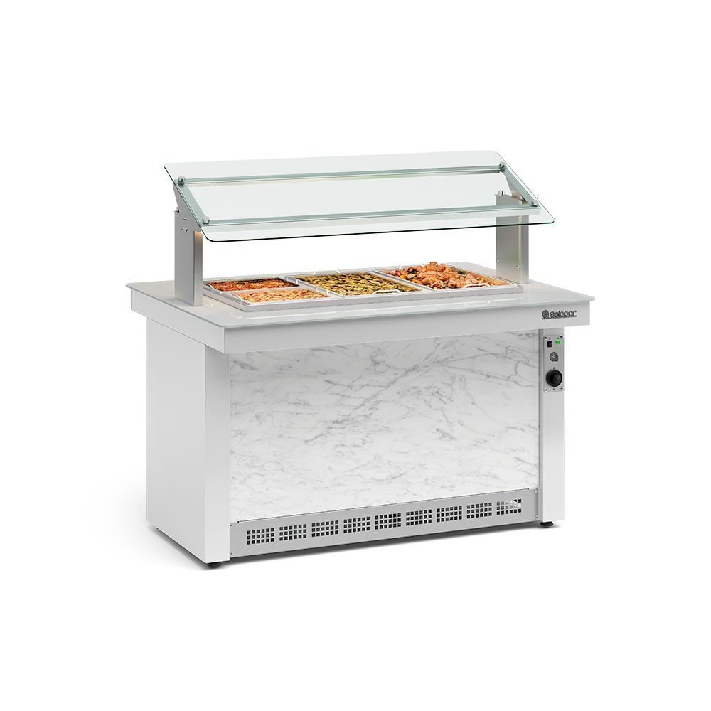 Buffet Quente GBTA140BR com Aquecimento por Banho Maria Iluminação LED Branco Gelopar