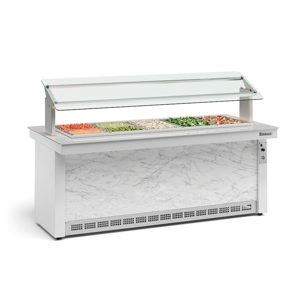 Buffet Refrigerado Self Service Gelopar GBRF200 10L sem Porta Branco e Mármore 220V