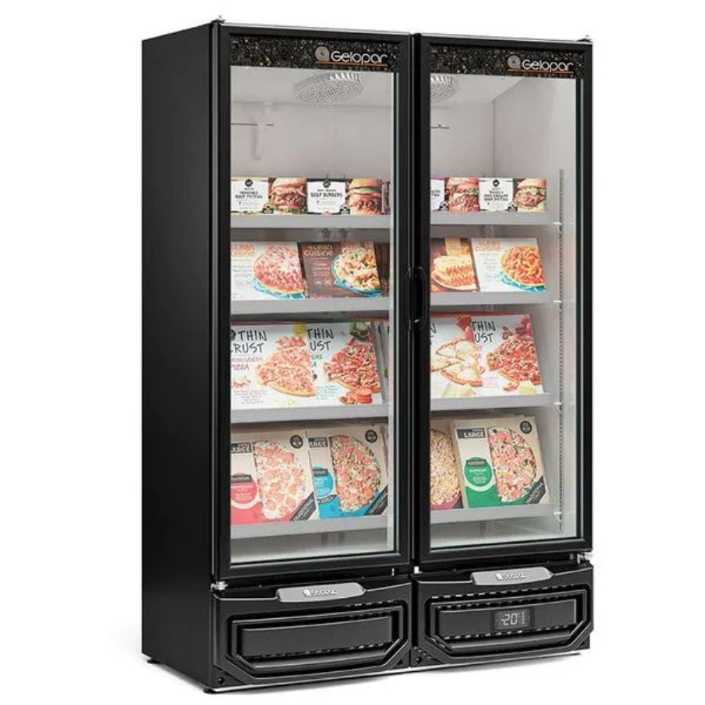 Freezer Expositor Vertical Gelopar GCVC950EL 957L 2 Portas Preto Degelo Automático LED 220V