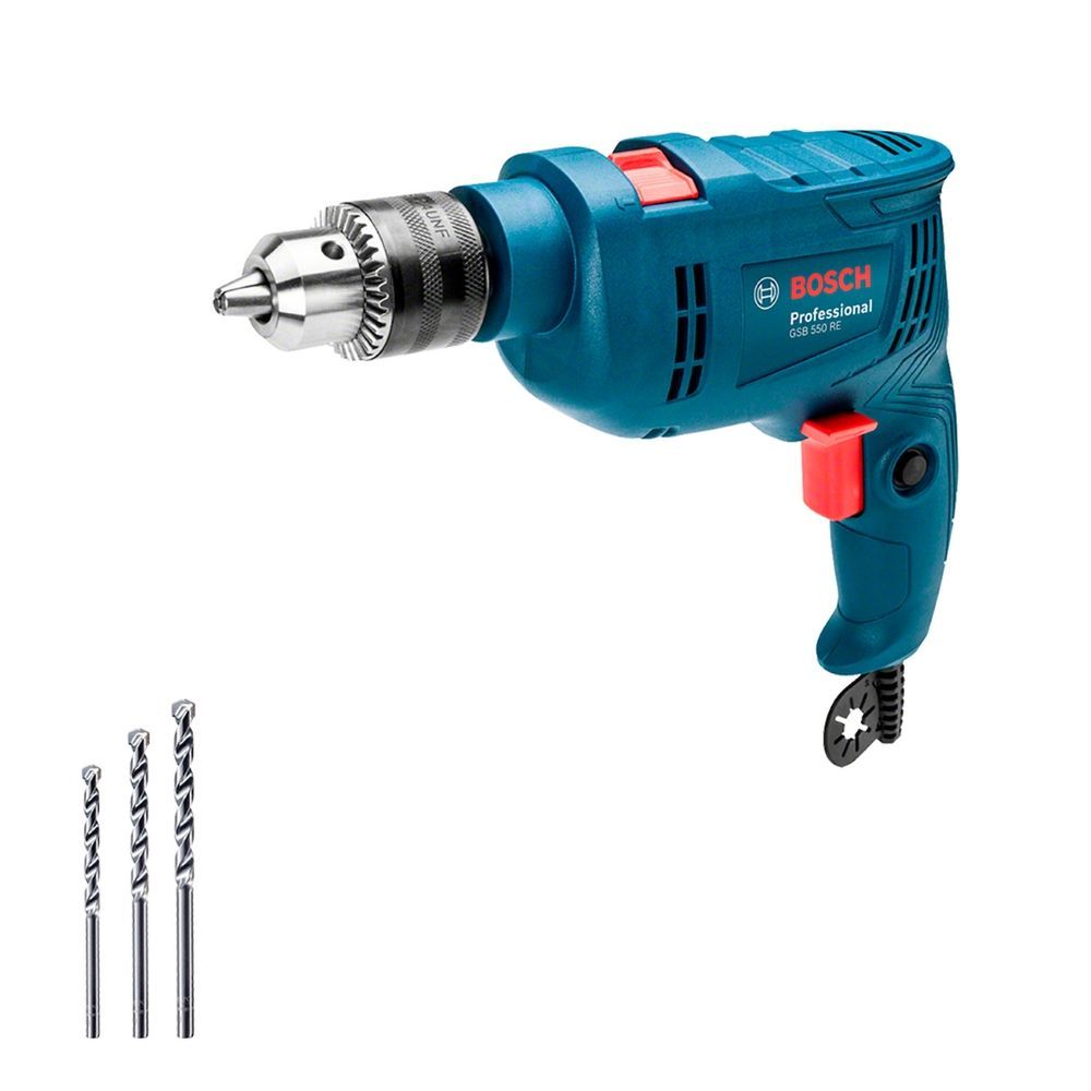 Furadeira de Impacto Bosch para Uso Profissional GSB 550 RE com 3 Brocas 550W Amarelo 110V