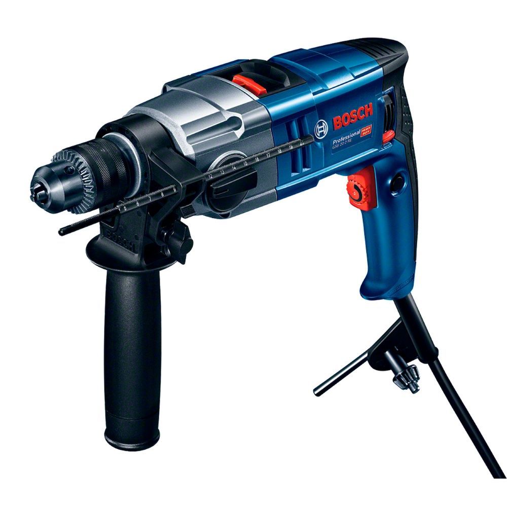 Furadeira de Impacto Bosch para Uso Profissional GSB 20-2 RE com Maleta e Empunhadura Auxiliar e Chave de Mandril