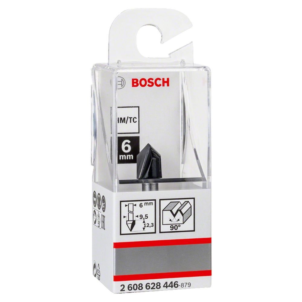 Fresa de Ranhurar Standard V para Acabamento Profissional com Geometria de Corte Preciso 6x9,5x12,35mm G45mm 90 graus  Bosch