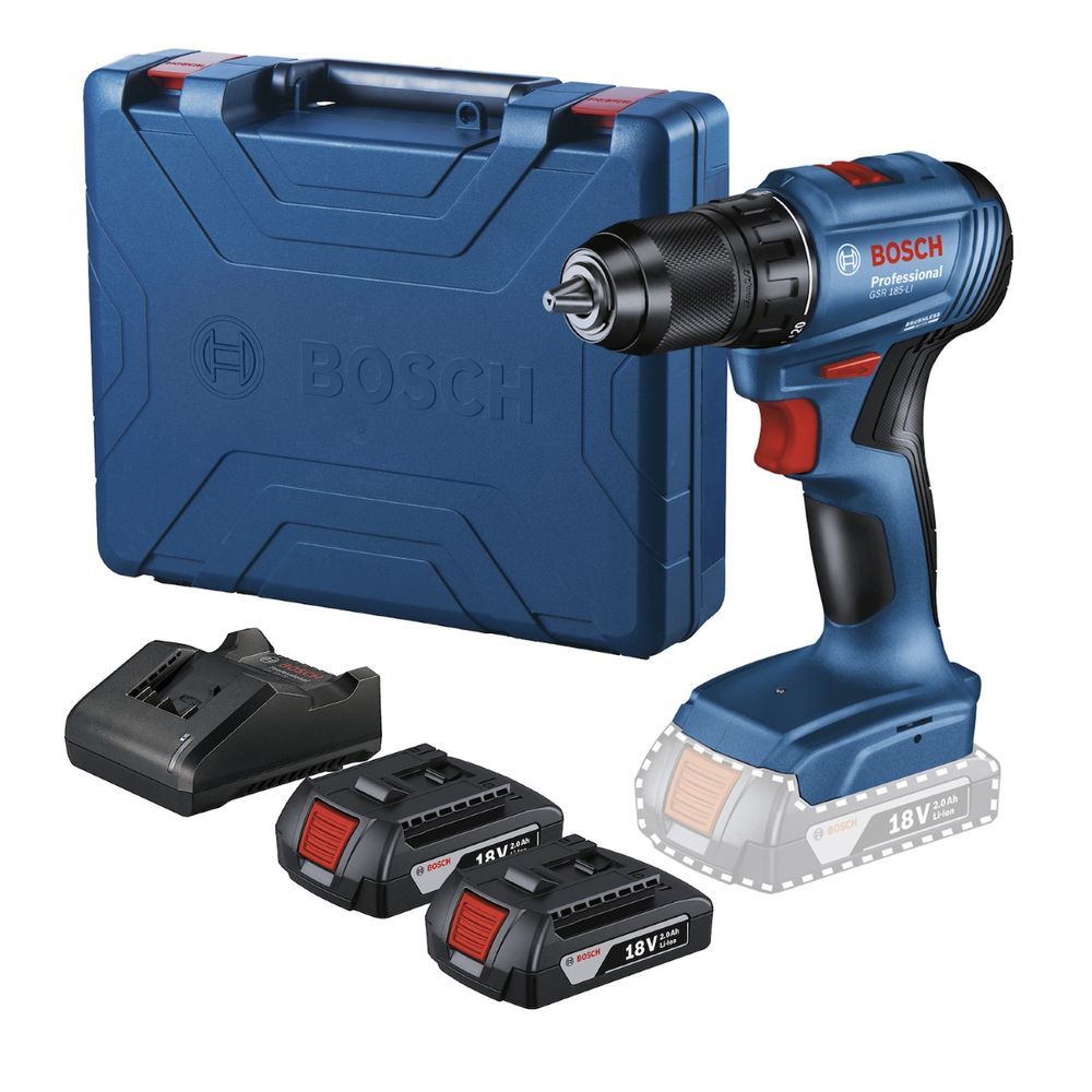 Furadeira Parafusadeira Bosch Profissional GSR 185-LI-2B com 2 Baterias 180W Azul 18V