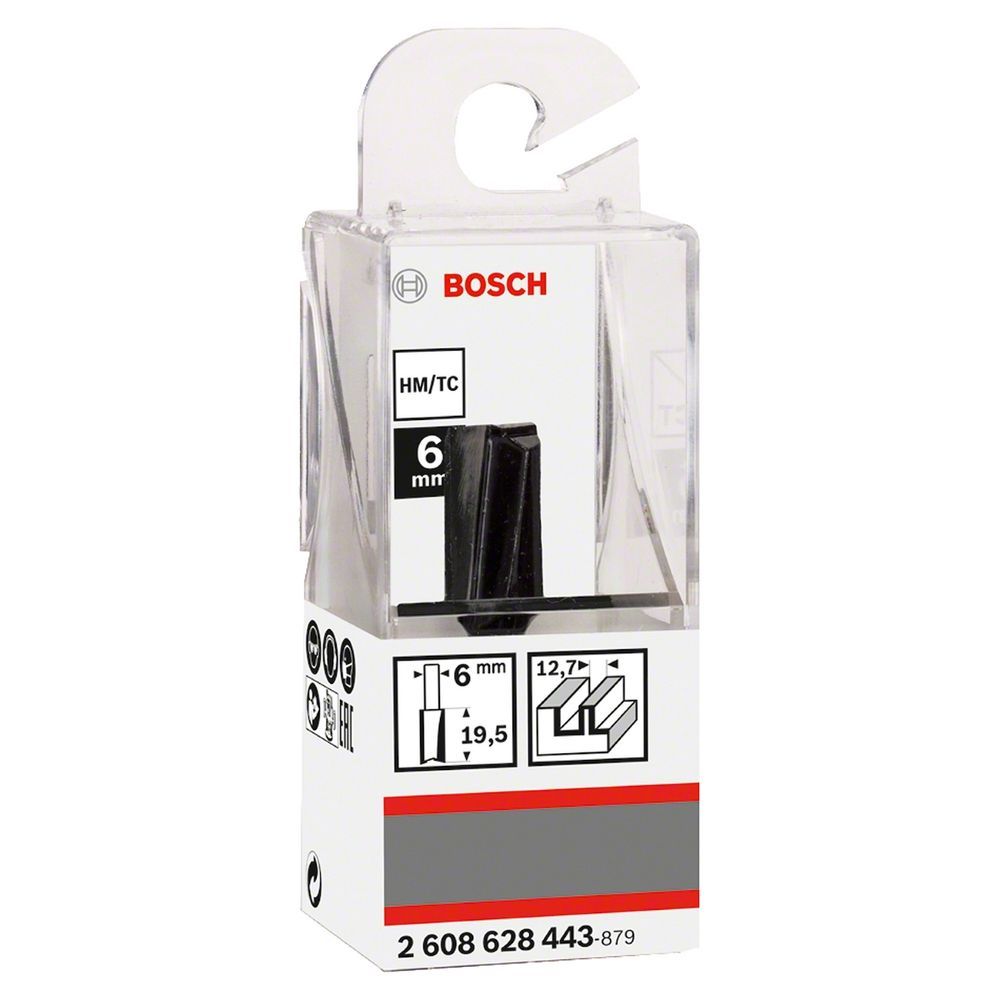 Fresa Reta Bosch Standard 6mm Cortes Precisos em Madeira Lâmina de Carbeto de Tungstênio Inox Bosch