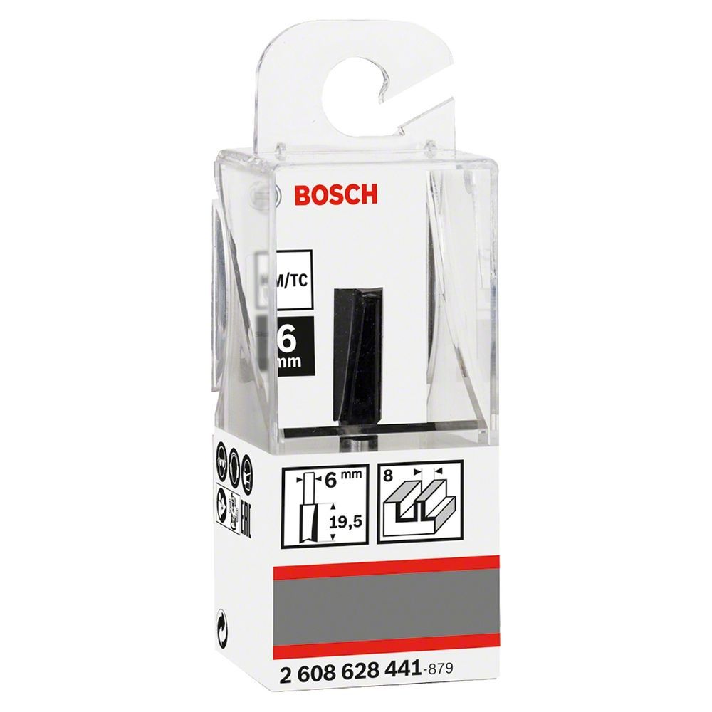 Fresa Reta Standard 6MM D1 8MM l 19,5MM g 51MM para Cortes Precisos em Madeira e MDF com Lâminas de Carbeto