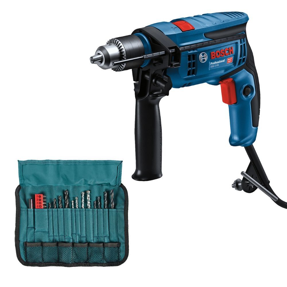 Furadeira de Impacto Bosch para Uso Profissional GSB 13 RE-X23 com Kit 23 Acessórios 750W Amarelo 110V