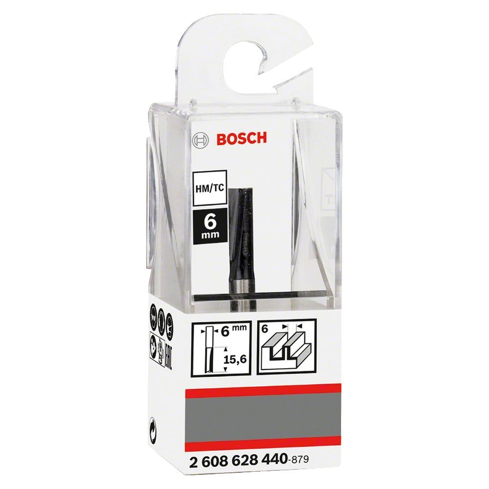 Fresa Reta Bosch Standard 6mm com Corte em Madeira e Lâmina de Carbeto de Tungstênio D1 19mm l 19,58mm g 51mm