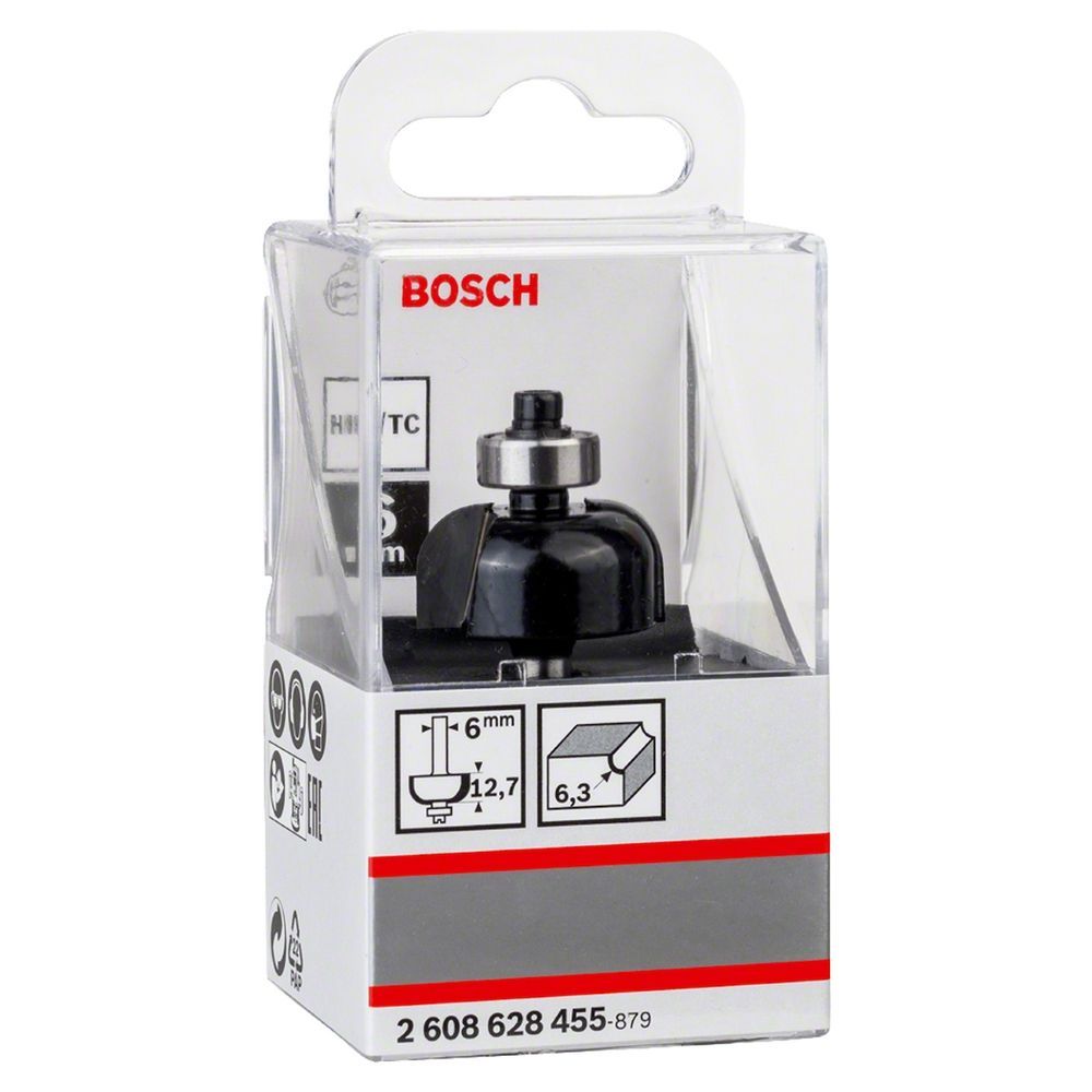 Fresa de Corte Meia-cana Bosch Standard 6mm 4x25,4x12,6mm G54mm com Lâminas de Carbeto de Tungstênio e Rolamento