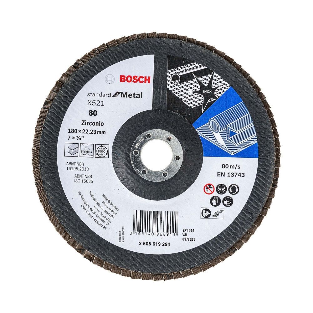 Disco Flap Curvo G80 Eficiência em Trabalho com Metais Alumina de Zircônio e Óxido de Alumínio Bosch