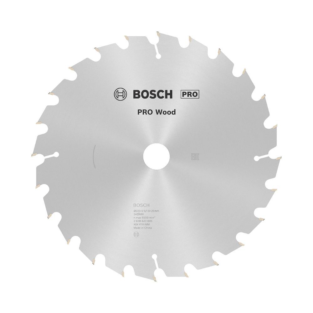 Disco de Serra Circular Pro Wood 235MM 24 Dentes Corte em Madeira Macia com Geometria ATB Prata Bosch