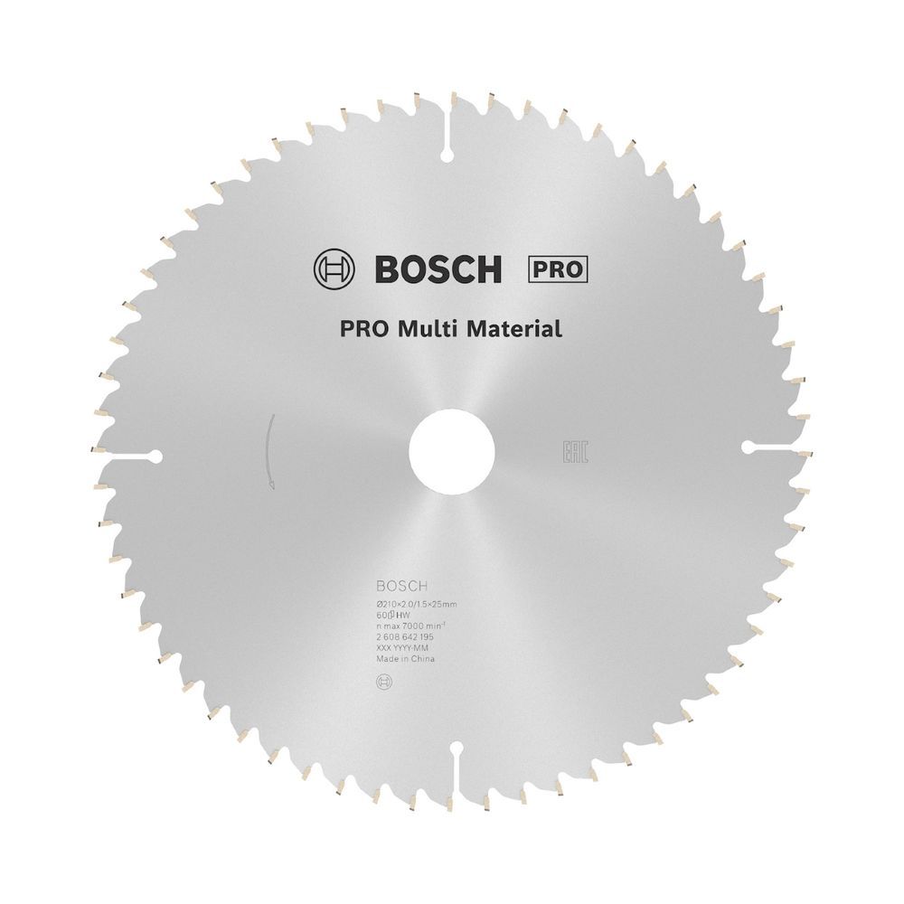 Disco de Serra Circular Pro Multi Material Cortes em Materiais Abrasivos com Geometria HLTCG 210mm 60D Bosch