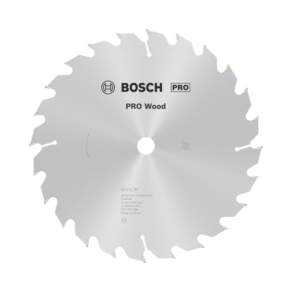 Disco de Serra Circular Pro Wood 210MM 24 Dentes com Geometria ATB para Madeira Macia e Maciça Inox Bosch