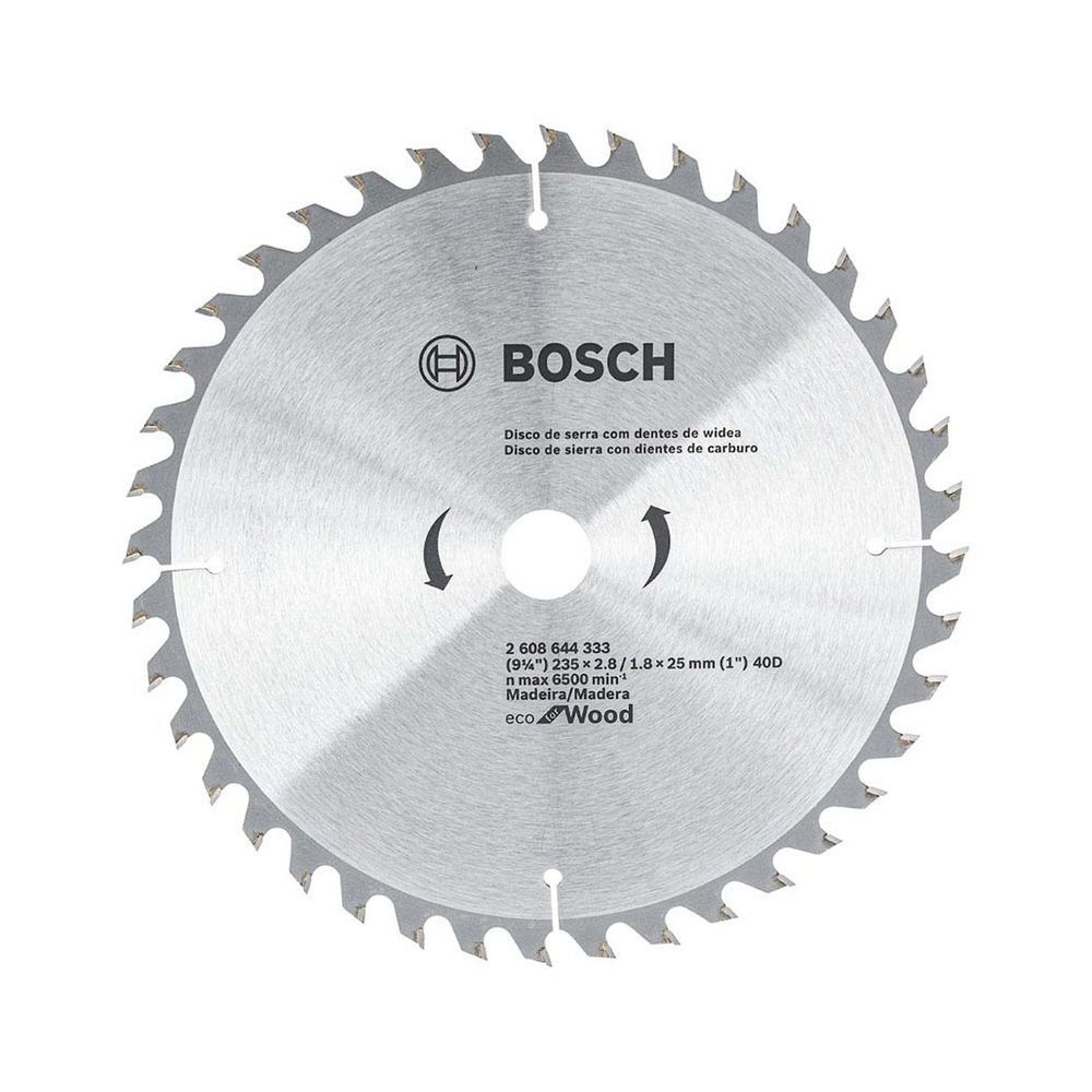 Disco de Serra Circular Ecoline 235X25MM 40D Cortes Rápidos e Precisos em Madeira com Dentes de Carbeto de Tungstênio
