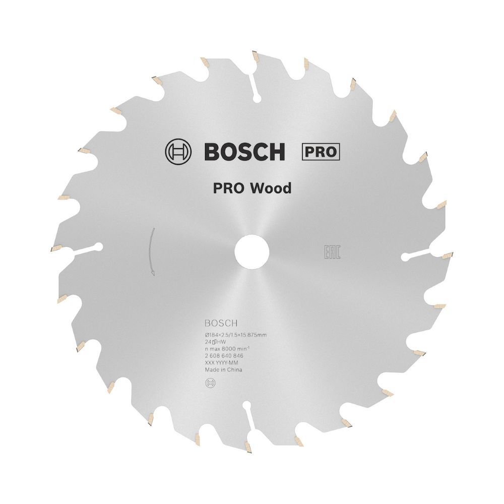 Disco de Serra Circular Pro Wood 184mm 24 Dentes com Dentes de Carbeto de Tungstênio e Ranhuras de Expansão Integradas