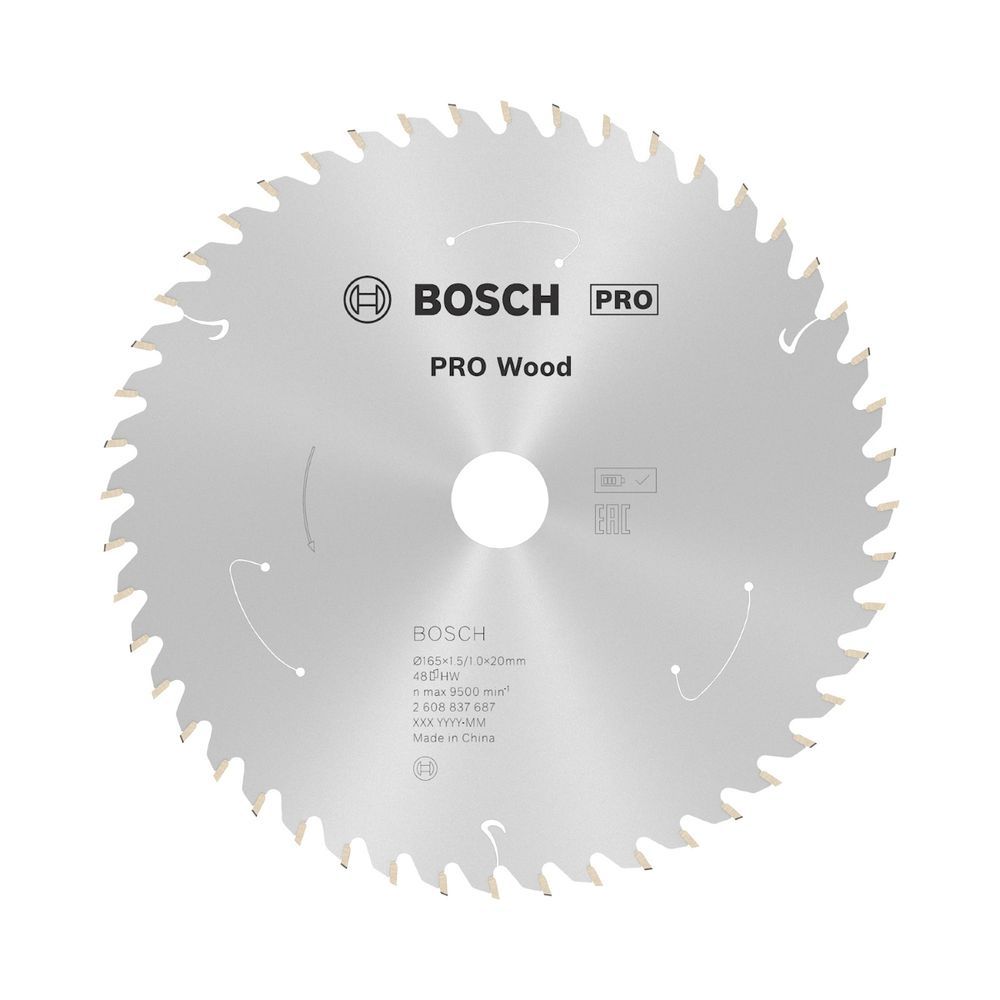 Disco de Serra Circular Pro Wood Cordless 165mm Corte Extrafino com 48 Dentes Azul Bosch