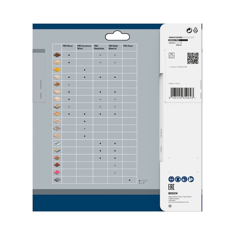 Disco de Serra Circular Pro Wood 184mm 40 Dentes Acabamento Limpo em Madeira Prata Bosch
