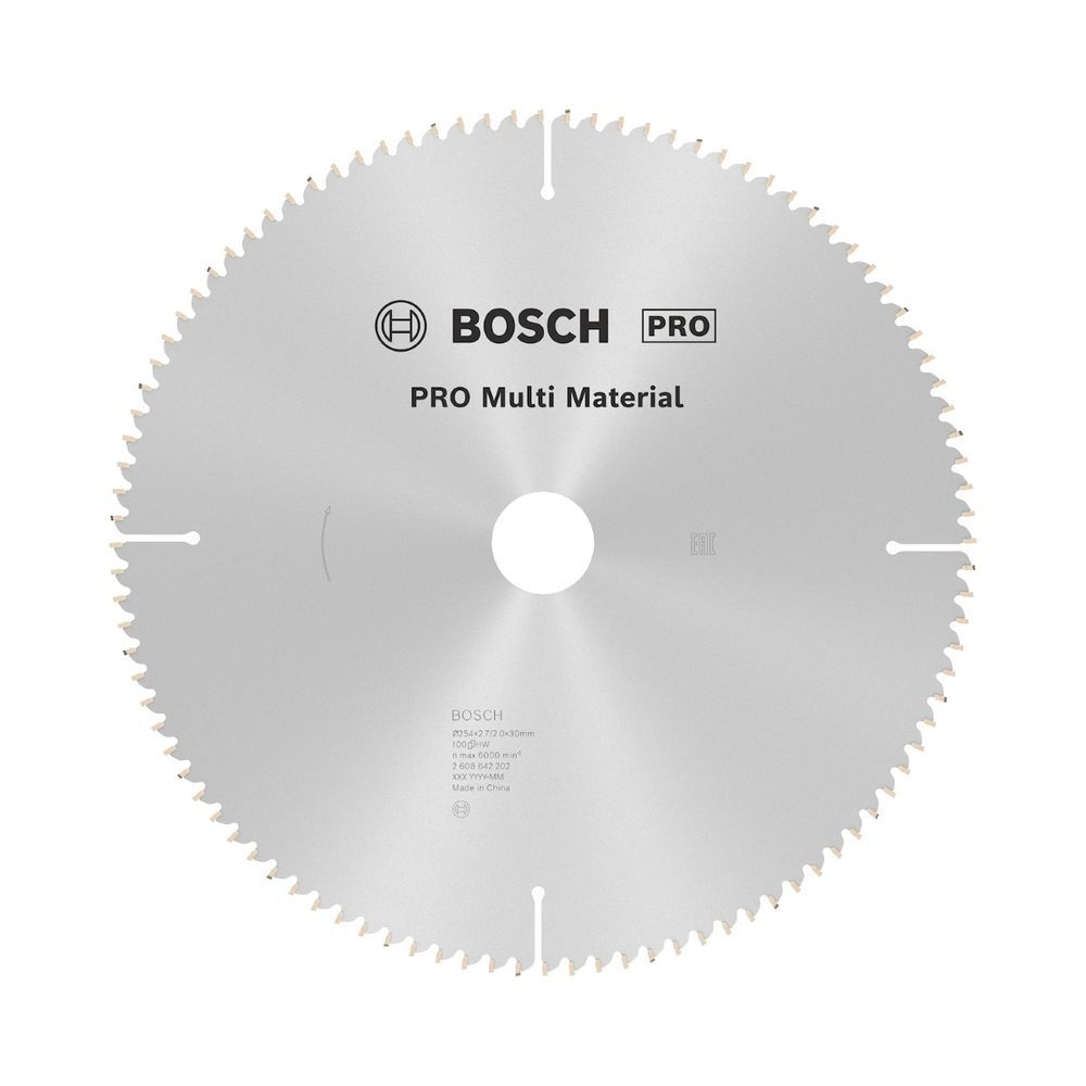 Disco de Serra Circular Pro Multi Material 254MM 100D com Geometria HLTCG para Cortes em Múltiplos Materiais Bosch