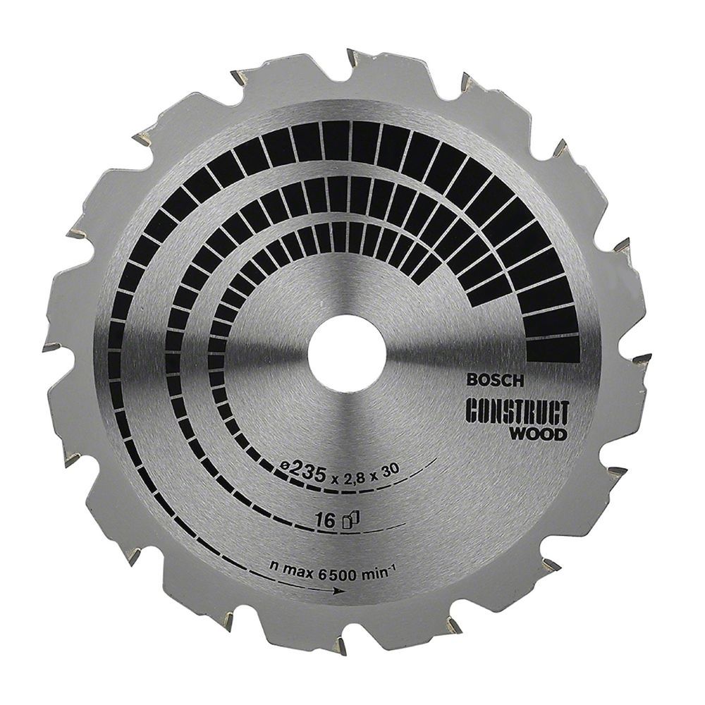 Disco de Serra Circular Construct Wood 235X30mm 16 Dentes para Madeira com Dentes de Carbeto de Tungstênio Inox Bosch