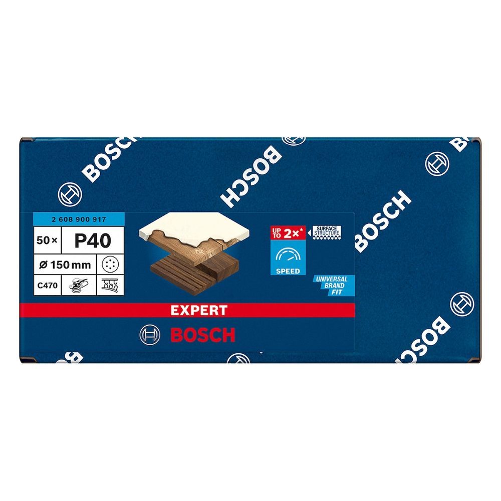 Disco de Lixa C470 150mm G40 com Revestimento de Estearato de Cálcio e Estrutura Aberta Eletrostática Cinza Bosch