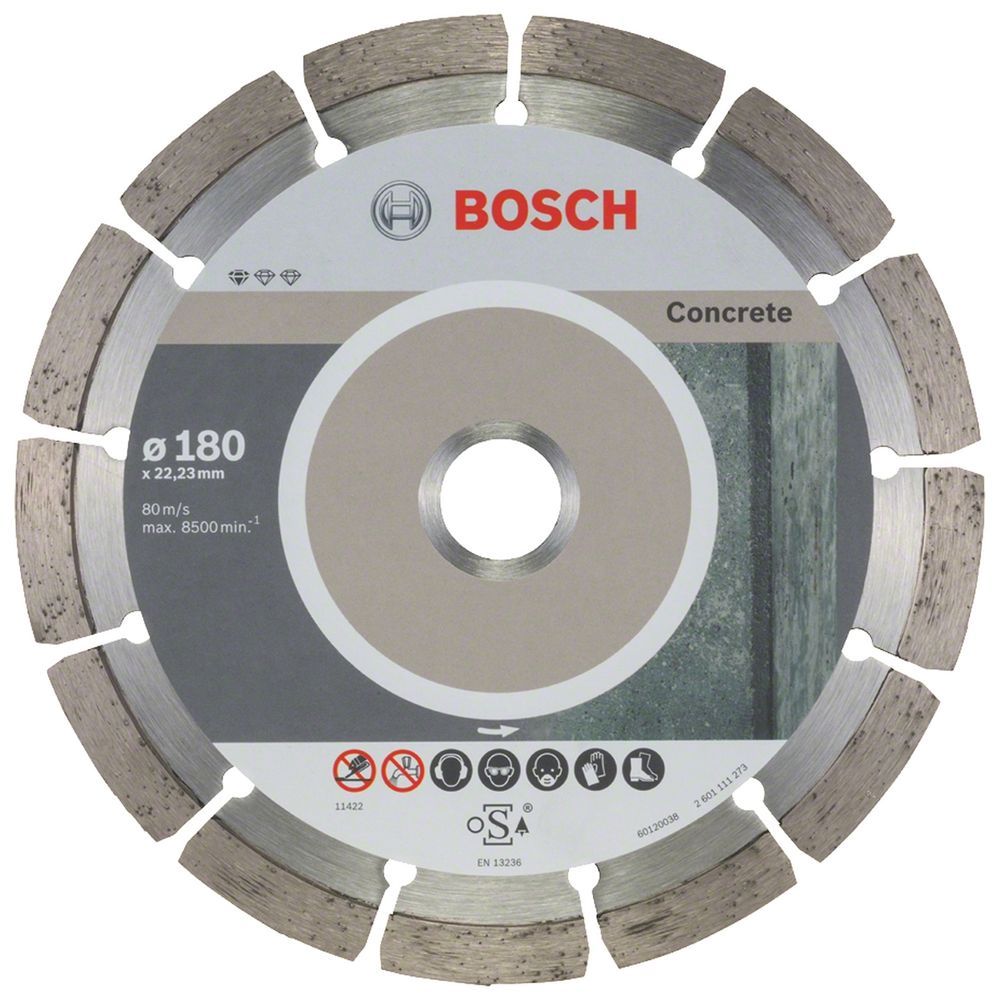 Disco de Corte Diamantado Std 180x22,23x2x10mm Segmentado para Concreto e Alvenaria Cinza Bosch