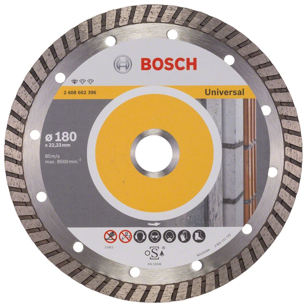Disco de Corte Diamantado Standard Universal 180x22,23x2,5x10mm Turbo para Concreto Alvenaria e Pedra Bivolt Bosch