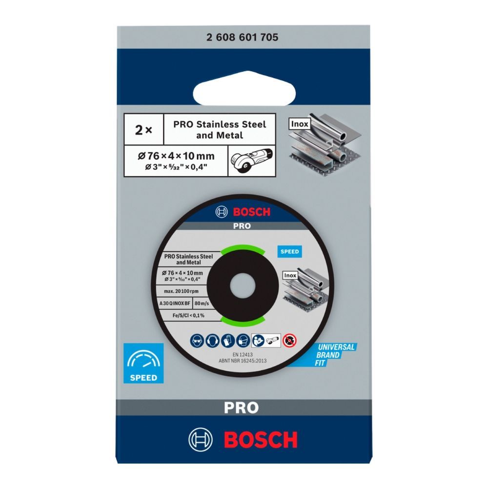 Disco de Desbaste Pro Stainlesssteel&metal Alta Velocidade de Remoção Óxido de Alumínio Cinza Bosch