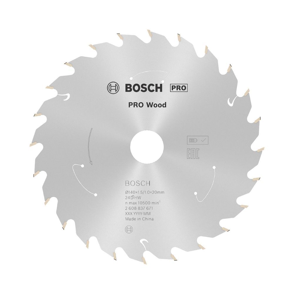 Disco de Serra Circular Pro Wood Cordless 140mm 24 D com Corte Extra Fino para Economia de Bateria Inox Bosch